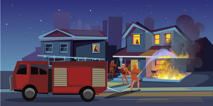 House on fire flat vector illustration