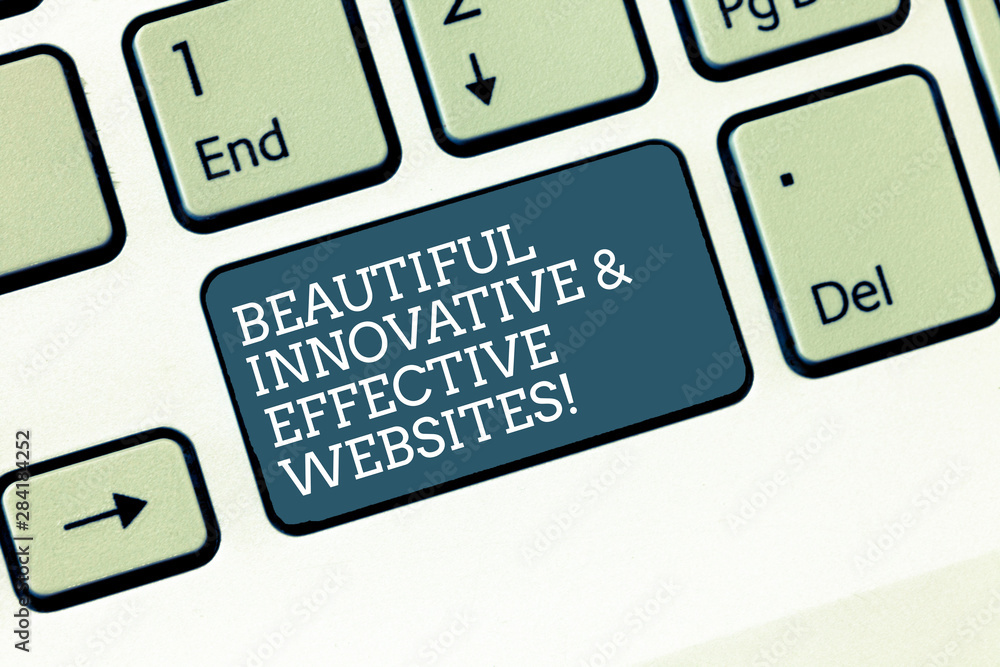 Poster word writing text beautiful innovative and effective websites. business concept for well done attrac