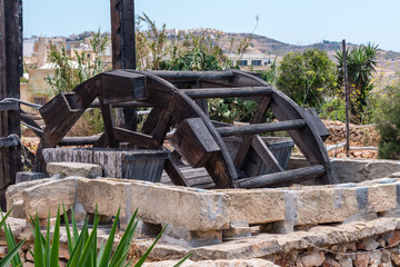 Traditional wooden water wheel