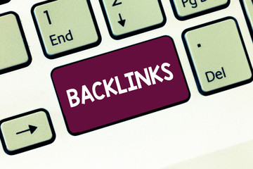 Writing note showing Backlinks. Business photo showcasing incoming hyperlink from one web page to...