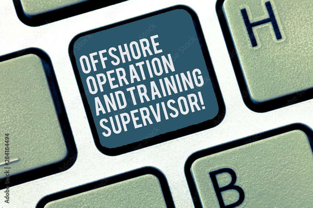 Poster word writing text offshore operation and training supervisor. business concept for oil and gas indus