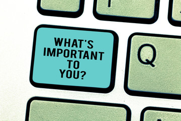 Word writing text What S Is Important To Youquestion. Business concept for Tell us your priorities...