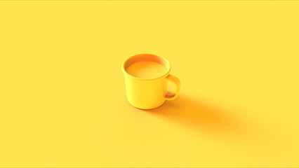 Yellow Metal Tin Cup with a Handle 3d illustration 3d render