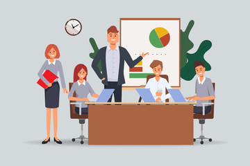 Business People seminar with professional and office teamwork business meeting.