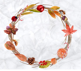 Background banner wreath autumn watercolor for illustrations