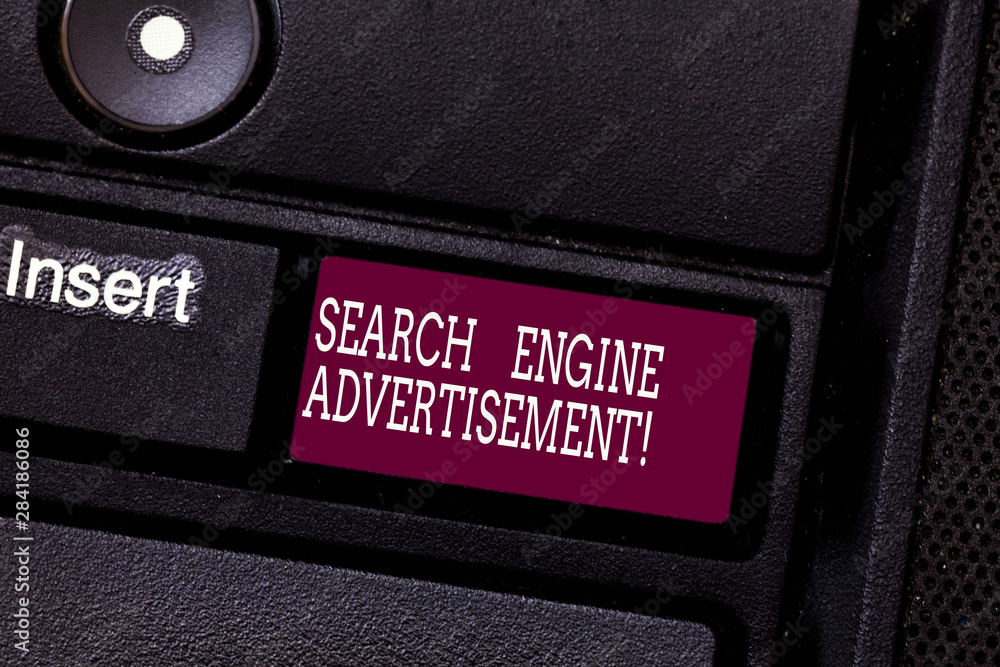 Fototapete word writing text search engine advertisement. business concept for placing online advertisements on