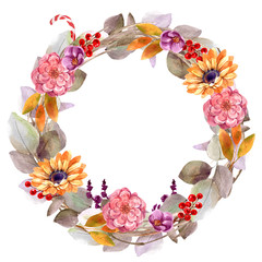 Background banner wreath autumn watercolor for illustrations