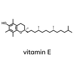 Vitamin E or alpha-tocopherol chemical formula