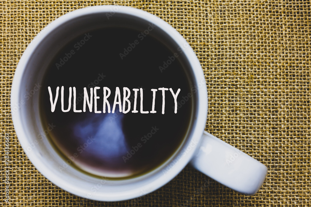 Poster handwriting text writing vulnerability. concept meaning information susceptibility systems bug explo