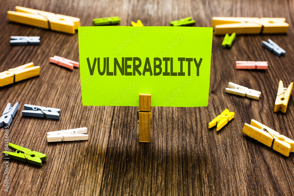 Poster writing note showing vulnerability. business photo showcasing information susceptibility systems bug