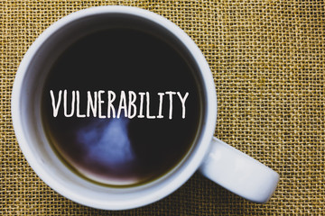 Handwriting text writing Vulnerability. Concept meaning Information susceptibility systems bug...