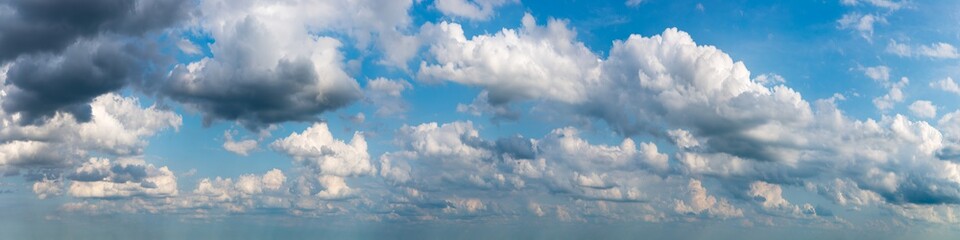 Naklejka na ściany i meble Fantastic soft clouds against blue sky, natural composition - panorama