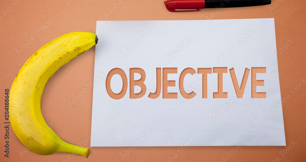 Poster text sign showing objective. conceptual photo goal planned to be achieved desired target company mis