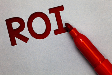 Text sign showing Roi. Conceptual photo Return on investment performance measure gains business...