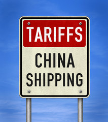 Tariffs China Shipping - information sign