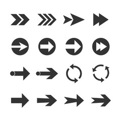 Arrow icon set. Vector illustration, flat design.