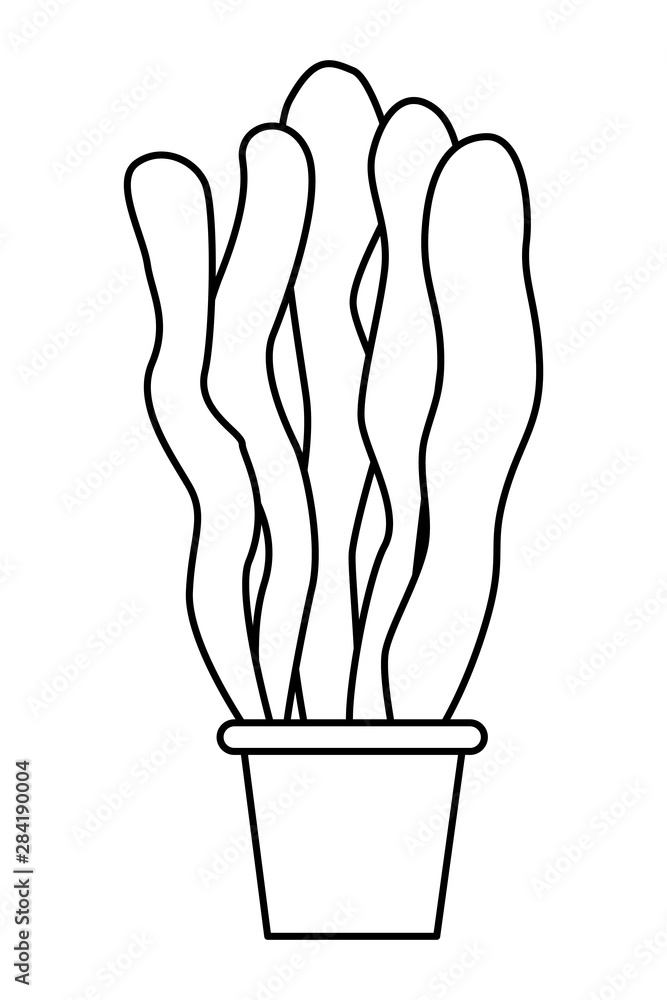 Wall mural decorative plant pot cartoon isolated in black and white