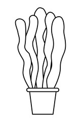 Decorative plant pot cartoon isolated in black and white