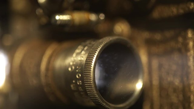 macro shot of a vintage 8mm projector lens