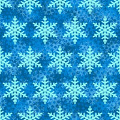 Naklejka na ściany i meble Snowflake seamless pattern. Blue Snow background. Abstract wallpaper, wrapping