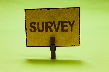 Conceptual hand writing showing Survey. Business photo text Questioning group of people to gather...