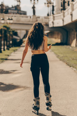 Girl enjoying outdoors while rollerblading