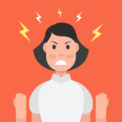 Anger. The evil woman expresses his negative emotions. Vector illustration.