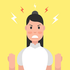 Anger. The evil woman expresses his negative emotions. Vector illustration.