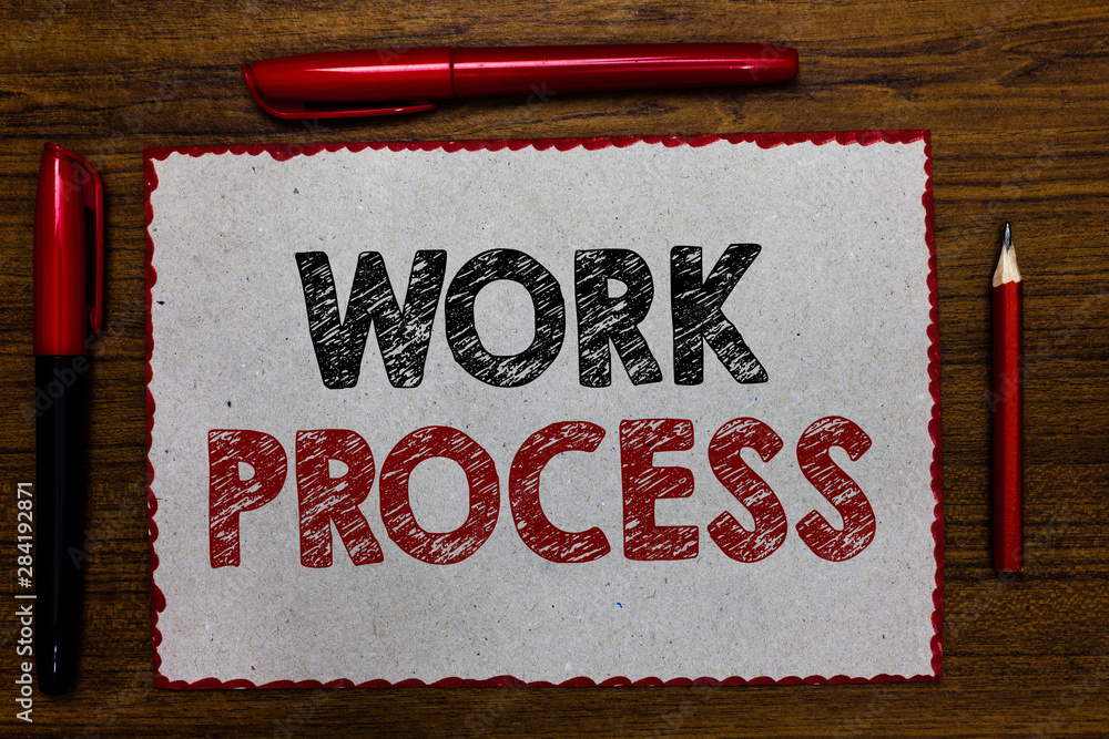 Fototapete text sign showing work process. conceptual photo standard procedures how to handle a particular job 