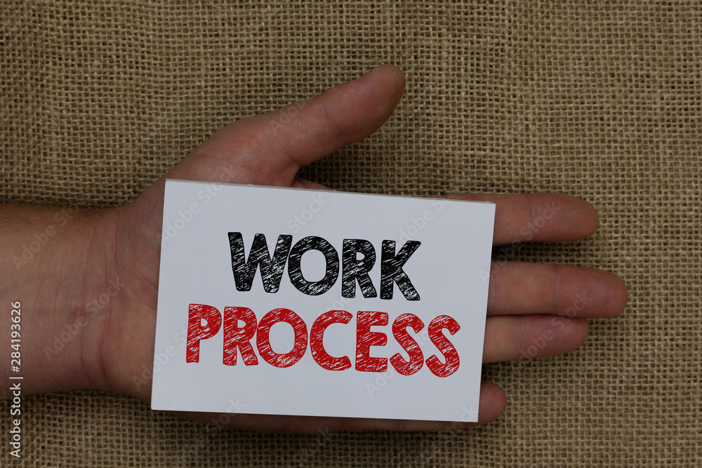 Fototapete writing note showing work process. business photo showcasing standard procedures how to handle a par