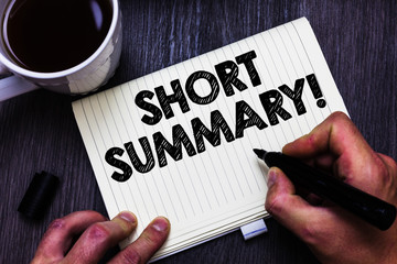 Text sign showing Short Summary Motivational Call. Conceptual photo Brief statement of main points...