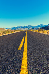 Classic american southwest road during a road trip to famous national parks