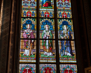 Saints Adalbert, Kirillus, Clemens. Stained glass