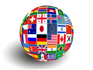 Flag Globe with different country flags