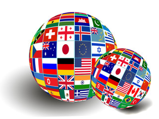Flag Globe with different country flags