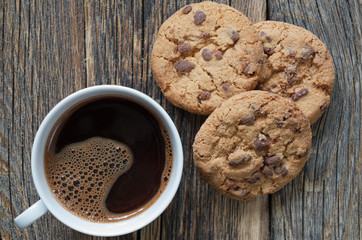 Obraz na płótnie Canvas Cookies and cup of coffee