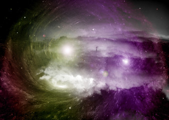 Plakat galaxy in a free space. 3D rendering