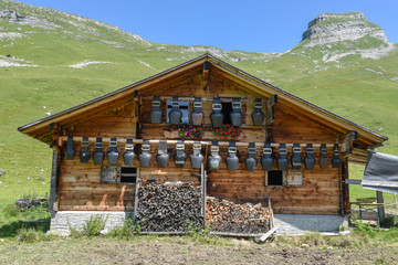 Rural chalet at Engstlenalp over Engelberg on Switzerland