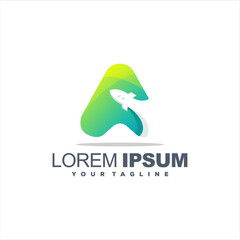 awesome rocket gradient logo design