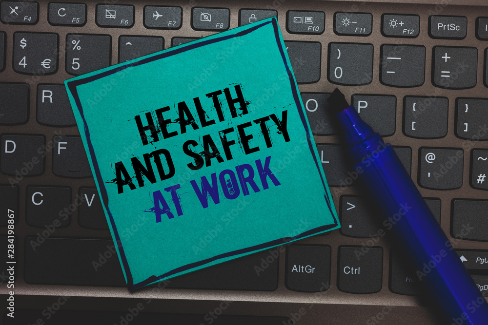 Poster text sign showing health and safety at work. conceptual photo secure procedures prevent accidents av