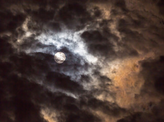 Full Moon and Colorful Clouds