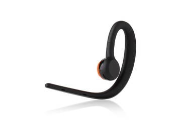 Bluetooth headset on a white background. Wireless headset close up on a white background.