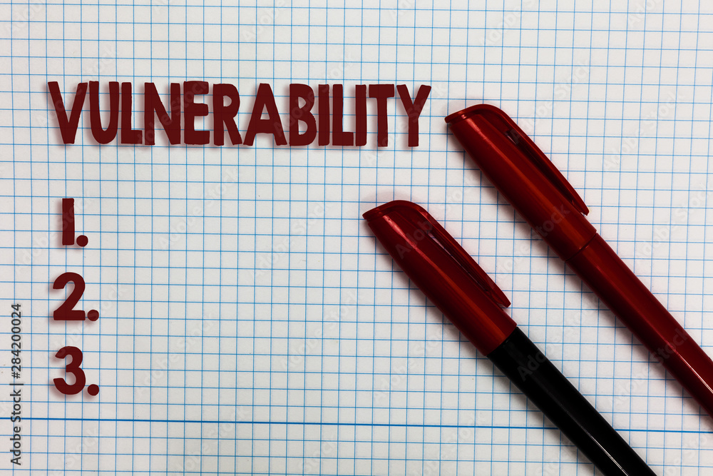 Poster conceptual hand writing showing vulnerability. business photo showcasing information susceptibility 