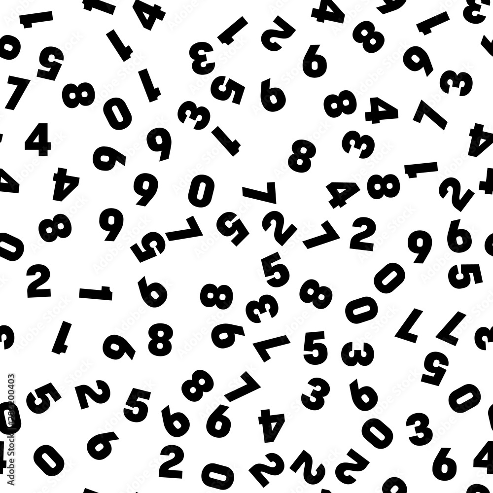 Poster numeral seamless pattern background. black numbers mosaic. vector wallpaper