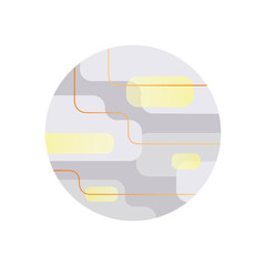 Gray and yellow full moon flat modern illustration on white