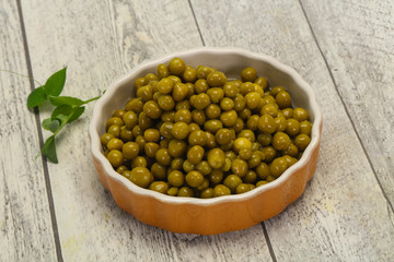 Canned Green peas in the bowl