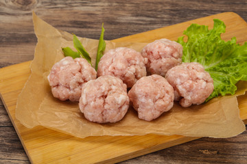 Homemade raw pork minced meatball for cooking