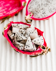 Dragon Fruit On Light Background, Pitaya Chunks 