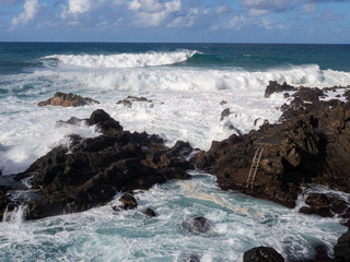 Breaking waves in Puerto de la Cruz , Tenerife, Canary Islands, Spain