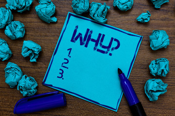 Handwriting text Why Question. Concept meaning Asking for specific answers of something interrogate...